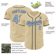 Load image into Gallery viewer, Custom Sand Light Blue-Steel Gray Authentic Baseball Jersey
