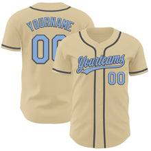 Load image into Gallery viewer, Custom Sand Light Blue-Steel Gray Authentic Baseball Jersey
