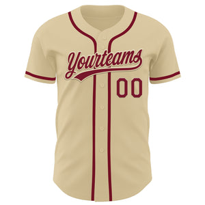 Custom Sand Crimson Authentic Baseball Jersey