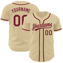 Load image into Gallery viewer, Custom Sand Crimson Authentic Baseball Jersey
