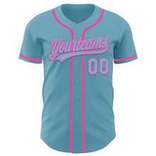 Load image into Gallery viewer, Custom Shadow Blue Light Blue-Pink Authentic Baseball Jersey
