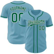 Load image into Gallery viewer, Custom Shadow Blue Kelly Green-White Authentic Baseball Jersey
