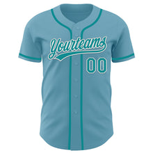 Load image into Gallery viewer, Custom Shadow Blue Teal-White Authentic Baseball Jersey
