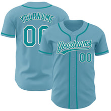 Load image into Gallery viewer, Custom Shadow Blue Teal-White Authentic Baseball Jersey
