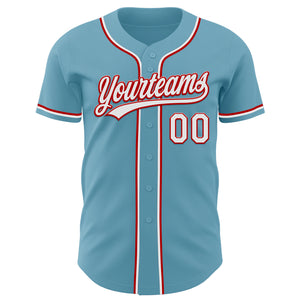 Custom Shadow Blue White-Red Authentic Baseball Jersey