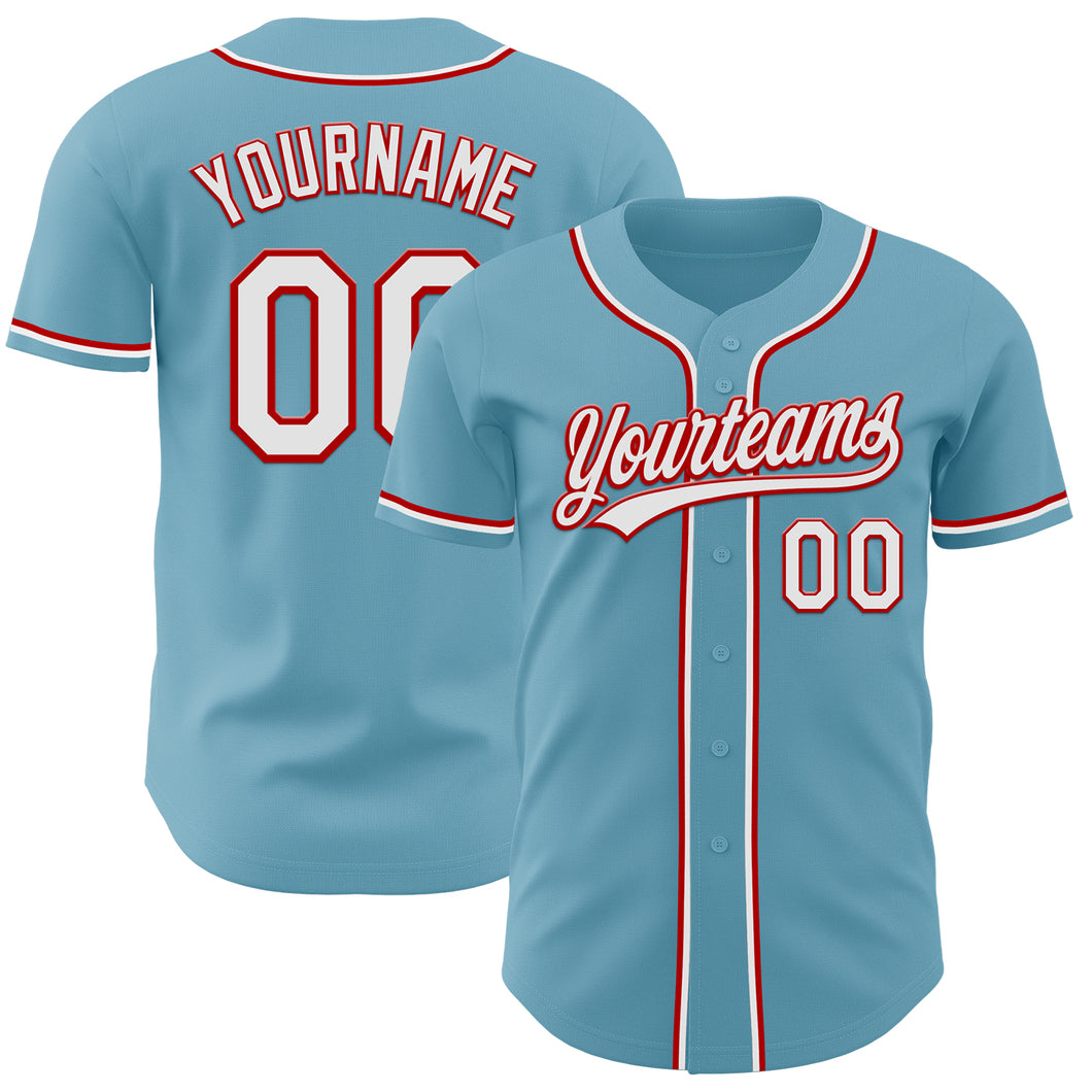 Custom Shadow Blue White-Red Authentic Baseball Jersey