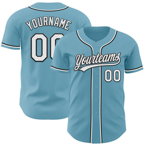 Custom Shadow Blue White-Black Authentic Baseball Jersey