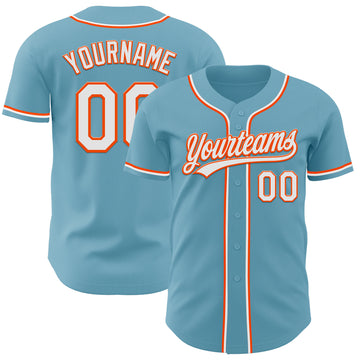 Custom Shadow Blue White-Orange Authentic Baseball Jersey