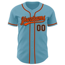 Load image into Gallery viewer, Custom Shadow Blue Black-Orange Authentic Baseball Jersey
