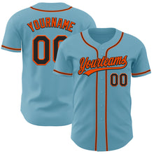 Load image into Gallery viewer, Custom Shadow Blue Black-Orange Authentic Baseball Jersey
