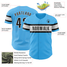 Load image into Gallery viewer, Custom Sky Blue Black-White Authentic Baseball Jersey
