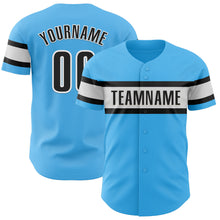 Load image into Gallery viewer, Custom Sky Blue Black-White Authentic Baseball Jersey
