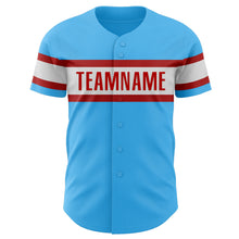 Load image into Gallery viewer, Custom Sky Blue Red-White Authentic Baseball Jersey
