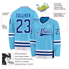 Load image into Gallery viewer, Custom Sky Blue Royal-White Hockey Jersey
