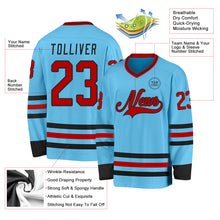 Load image into Gallery viewer, Custom Sky Blue Red-Black Hockey Jersey
