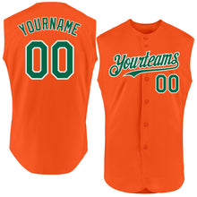 Load image into Gallery viewer, Custom Orange Kelly Green-White Authentic Sleeveless Baseball Jersey
