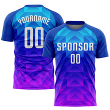 Load image into Gallery viewer, Custom Royal White Light Blue-Hot Pink Sublimation Soccer Uniform Jersey
