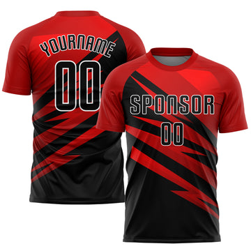 Custom Red Black-White Sublimation Soccer Uniform Jersey