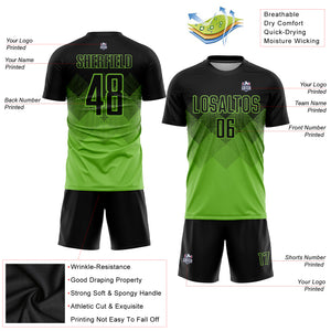 Custom Neon Green Black Sublimation Soccer Uniform Jersey