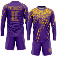 Load image into Gallery viewer, Custom Purple Yellow Sublimation Soccer Uniform Jersey
