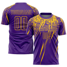 Load image into Gallery viewer, Custom Purple Yellow Sublimation Soccer Uniform Jersey
