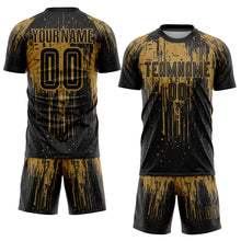 Load image into Gallery viewer, Custom Old Gold Black Sublimation Soccer Uniform Jersey
