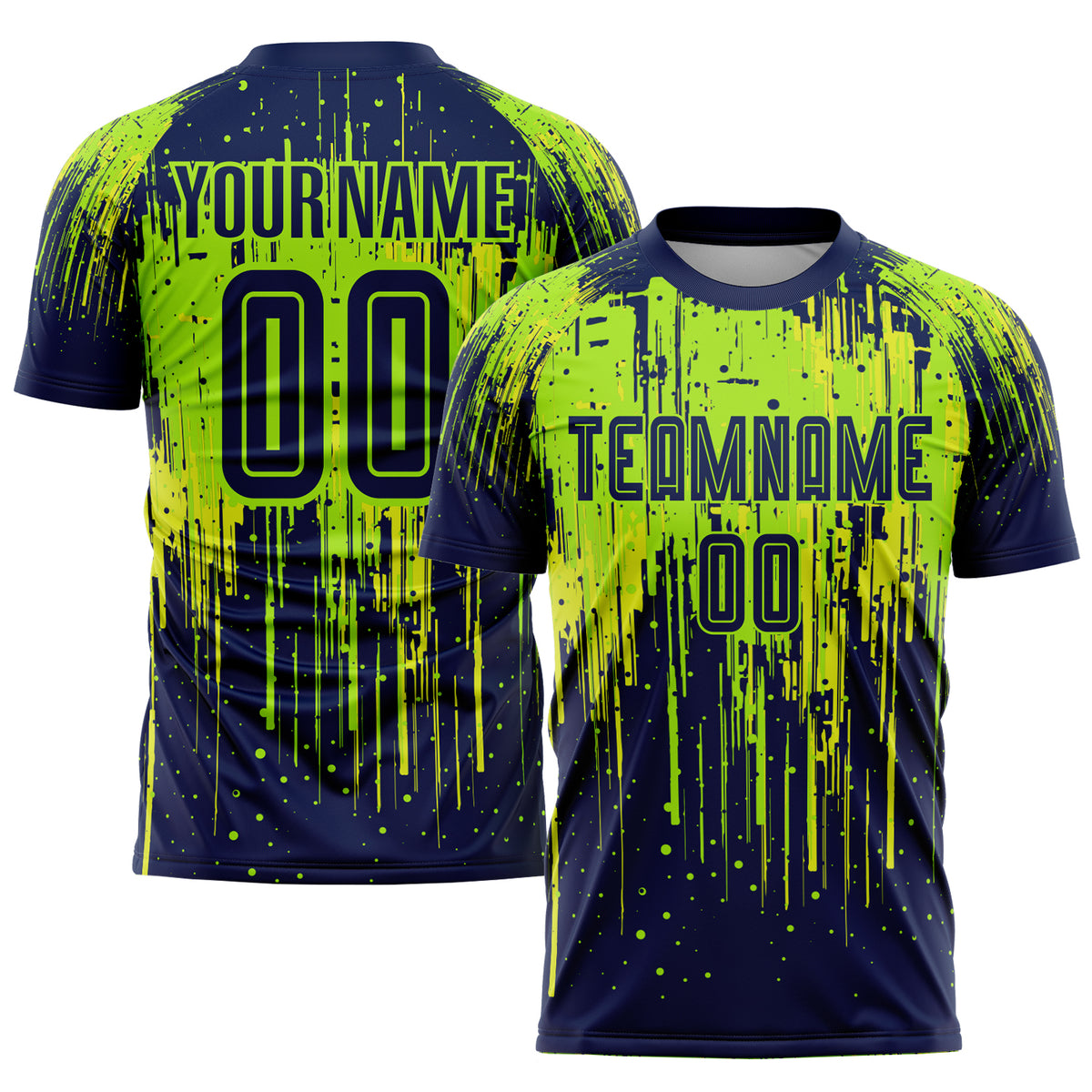 Custom Neon Green Navy-Neon Yellow Sublimation Soccer Uniform Jersey ...