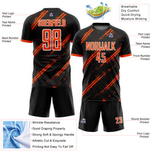 Load image into Gallery viewer, Custom Black Orange-White Sublimation Soccer Uniform Jersey
