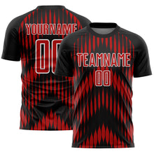 Load image into Gallery viewer, Custom Black Red-White Abstract Triangle Sublimation Soccer Uniform Jersey
