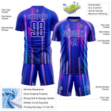 Load image into Gallery viewer, Custom Royal Pink-White Abstract Lines Sublimation Soccer Uniform Jersey
