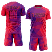 Load image into Gallery viewer, Custom Purple Red-Black Geometric Shapes Sublimation Soccer Uniform Jersey
