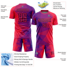 Load image into Gallery viewer, Custom Purple Red-Black Geometric Shapes Sublimation Soccer Uniform Jersey
