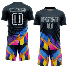 Load image into Gallery viewer, Custom Navy White Geometric Shapes Sublimation Soccer Uniform Jersey
