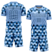 Load image into Gallery viewer, Custom Light Blue Black Geometric Shapes Sublimation Soccer Uniform Jersey
