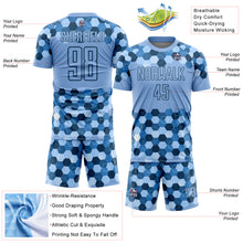 Load image into Gallery viewer, Custom Light Blue Black Geometric Shapes Sublimation Soccer Uniform Jersey
