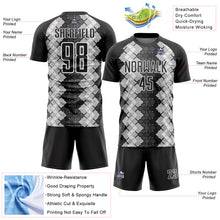 Load image into Gallery viewer, Custom Black White Geometric Shapes Sublimation Soccer Uniform Jersey
