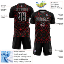 Load image into Gallery viewer, Custom Black Red-White Geometric Shapes Sublimation Soccer Uniform Jersey
