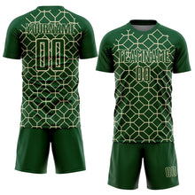 Load image into Gallery viewer, Custom Green City Cream Geometric Shapes Sublimation Soccer Uniform Jersey
