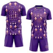 Load image into Gallery viewer, Custom Purple Light Pink Geometric Shapes Sublimation Soccer Uniform Jersey
