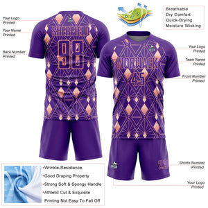 Custom Purple Light Pink Geometric Shapes Sublimation Soccer Uniform Jersey