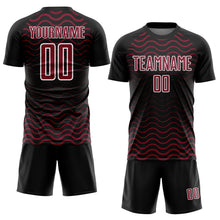 Load image into Gallery viewer, Custom Black Crimson-White Geometric Lines Sublimation Soccer Uniform Jersey
