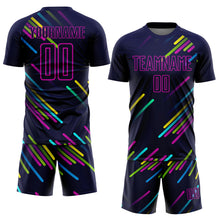 Load image into Gallery viewer, Custom Navy Pink Lines Sublimation Soccer Uniform Jersey
