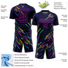 Load image into Gallery viewer, Custom Navy Pink Lines Sublimation Soccer Uniform Jersey
