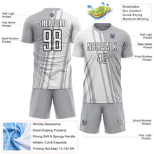 Load image into Gallery viewer, Custom Gray White-Black Lines Sublimation Soccer Uniform Jersey
