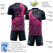 Load image into Gallery viewer, Custom Navy Pink Lines Sublimation Soccer Uniform Jersey
