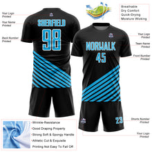 Load image into Gallery viewer, Custom Black Sky Blue-White Lines Sublimation Soccer Uniform Jersey
