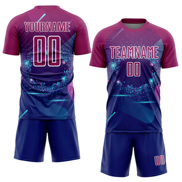 Custom Royal Purple-White Stars And Lines Sublimation Soccer Uniform Jersey