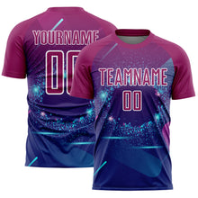 Load image into Gallery viewer, Custom Royal Purple-White Stars And Lines Sublimation Soccer Uniform Jersey
