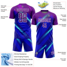 Load image into Gallery viewer, Custom Royal Purple-White Lines Sublimation Soccer Uniform Jersey
