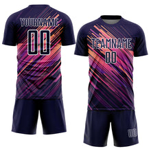 Load image into Gallery viewer, Custom Navy White Lines Sublimation Soccer Uniform Jersey
